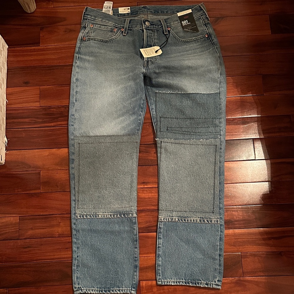 Levi's Men's Straight Patchwork Light Blue Jeans … - image 2